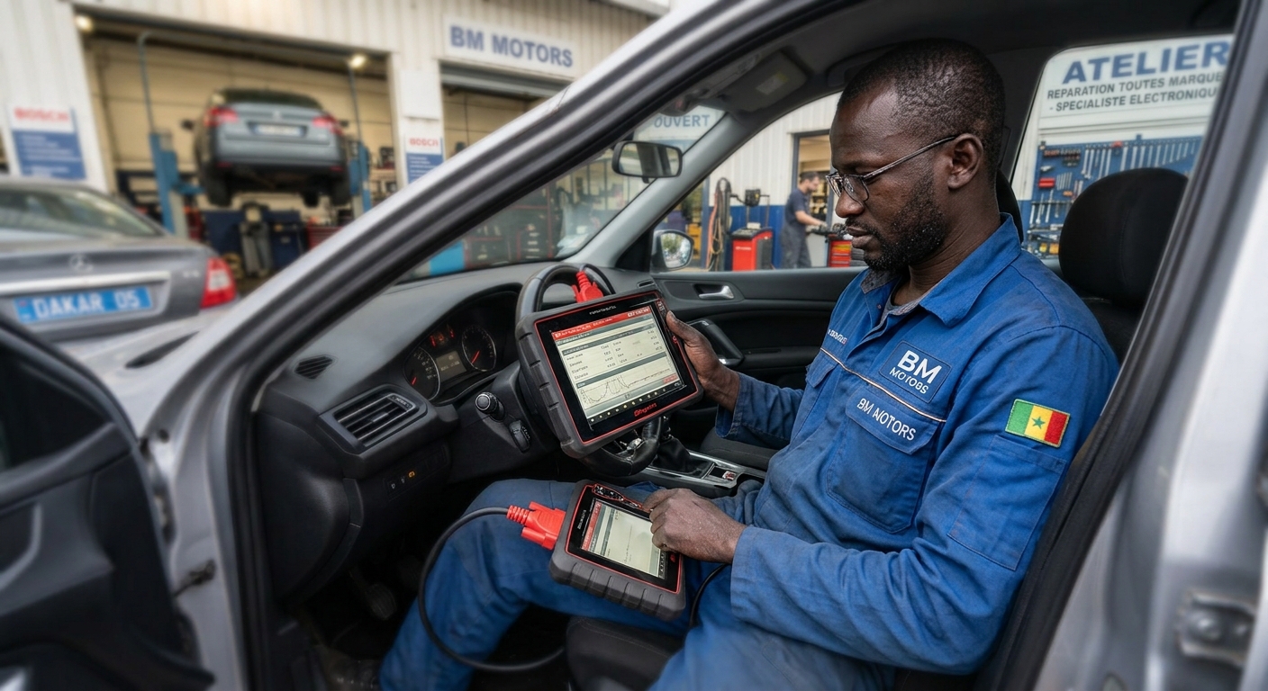 Technicien avec valise de diagnostic